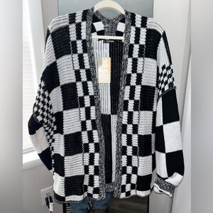 Black & White Checkered Cardigan